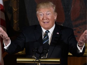 President Donald Trump speaks during a "Friends of Ireland" luncheon on Capitol Hill in Washington, Thursday, March 16, 2017.
