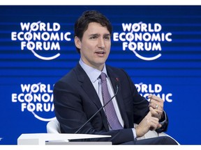 Prime Minister Justin Trudeau speaks during a panel discussion at the World Economic Forum in Davos, Switzerland last month.