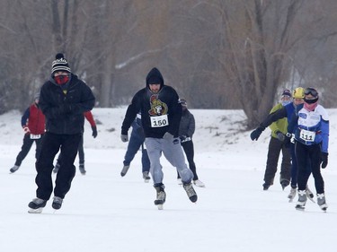 Athletes take part in the Winterlude Triathlon on the Rideau Canal skateway in Ottawa on Saturday, February 3, 2018.