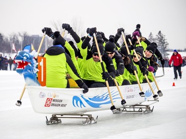 Winterlude's second annual Ottawa Ice Dragon Boat Festival was held on Dow's Lake on Saturday, Feb. 10, 2018.