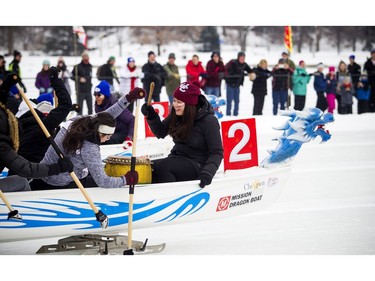 Winterlude's second annual Ottawa Ice Dragon Boat Festival was held on Dow's Lake on Saturday, Feb. 10, 2018.