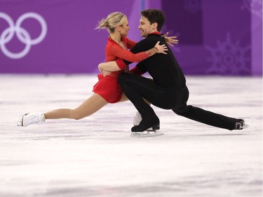 Kirsten Moore-Towers and Michael Marinaro of Canada compete during the Pair Skating Short Program on day five of the PyeongChang 2018 Winter Olympics at Gangneung Ice Arena on February 14, 2018 in Gangneung, South Korea.
