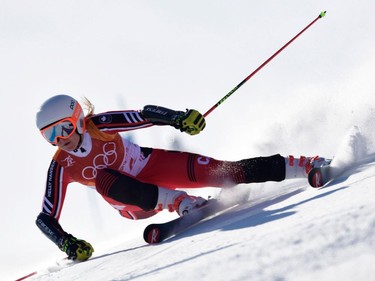 Canada's Valerie Grenier competes in the Women's Giant Slalom at the Yongpyong Alpine Centre during the Pyeongchang 2018 Winter Olympic Games in Pyeongchang on February 15, 2018.
