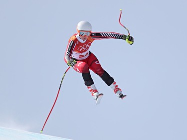 Valerie Grenier of Canada competes during the Alpine Skiing Women's Downhill at Jeongseon Alpine Centre on February 21, 2018 in Pyeongchang-gun, South Korea.