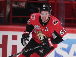 Winger Mark Stone leads the Senators in scoring this season, the final year of his current contract. GETTY IMAGES