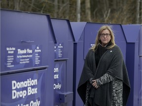 Susan Ingram, executive director of Big Brothers Big Sisters of Ottawa, says police have tracked down some of the agency's drop-off bins, but fears others have been repainted. She urged donors to be vigilant and verify the names on the sides of bins before donating used goods.