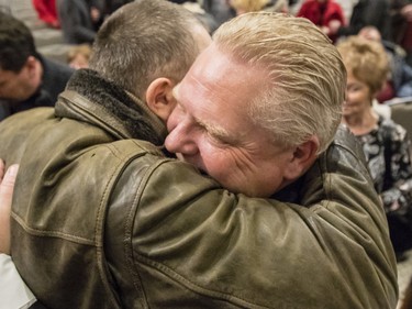 Ontario PC leadership candidate, Doug Ford, meets with supporters after speaking at a rally at the Infinity Convention Centre in Ottawa Monday, February 19, 2018 (Photo/Darren Brown)