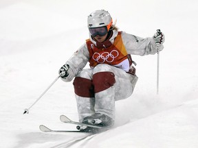 Justine Dufour-Lapointe competes in the women's moguls final at the Pyeongchang Olympics on Feb. 11.