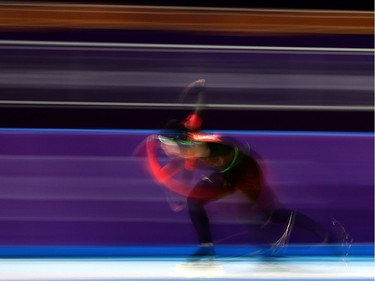 GANGNEUNG, SOUTH KOREA - FEBRUARY 12: Kali Christ of Canada competes during the Ladies 1,500m Long Track Speed Skating final on day three of the PyeongChang 2018 Winter Olympic Games at Gangneung Oval on February 12, 2018 in Gangneung, South Korea.