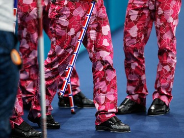A detailed view of the pants worn by Christoffer Svae, Torger Nergard, Thomas Ulsrud and Havard Vad Petersson of Norway on Wednesday.