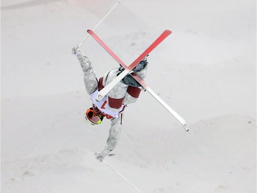 Mikael Kingsbury of Canada performs in the men's moguls finals at the Phoenix Snow Park during the 2018 Winter Olympics in Korea, February 12, 2018.     Photo by Jean Levac/Postmedia