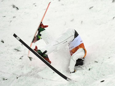 Canada's Lewis Irving competes in the men's aerials qualification event during the Pyeongchang 2018 Winter Olympic Games at the Phoenix Park in Pyeongchang on February 17, 2018.