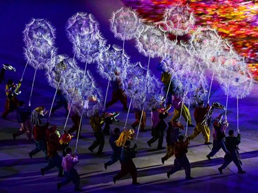 Dancers perform during the closing ceremony of the Pyeongchang 2018 Winter Olympic Games at the Pyeongchang Stadium on February 25, 2018.