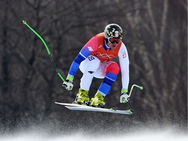 Serbia's Marko Vukicevic takes part in the Men's Downhill 2nd training at the Jeongseon Alpine Center during the Pyeongchang 2018 Winter Olympic Games in Pyeongchang on February 9, 2018.