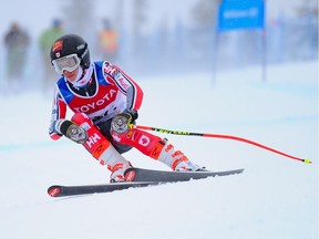 Gatineau's Alexis Guimond competes in the World Para-Alpine Ski World Cup Finals Super-G race on Feb. 11 at Kinderley, B.C Roger Witney photo