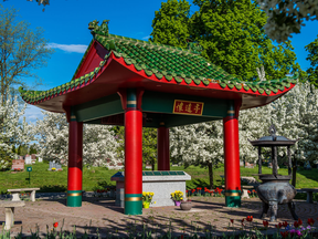 A striking pagoda is one of the distinctive landmarks of Beechwood Cemetery. Built in 1995, the pagoda is near the gravesites of over 4,000 Chinese-Canadians.