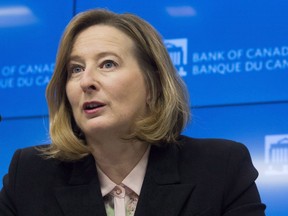 Bank of Canada Senior Deputy Governor Carolyn Wilkins responds to a question during a news conference in Ottawa, Wednesday January 17, 2018. A top Bank of Canada official is warning about the risks related to the growing dominance of only a handful of big firms in the digital economy and, more specifically, their monopoly over user data.
