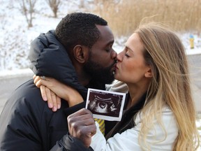 Files: Osi Nriagu and Melissa Bishop with a sonogram image in a photo that was posted online.