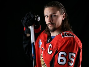 Erik Karlsson of the Ottawa Senators poses for a portrait during the 2018 NHL All-Star Weekend at Amalie Arena on January 27, 2018 in Tampa. (