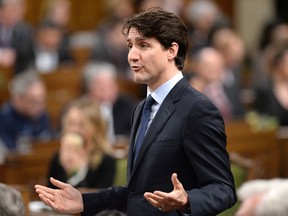 Prime Minister Justin Trudeau rises during Question Period in the House of Commons on Parliament Hill in Ottawa on Tuesday, Feb. 6, 2018.