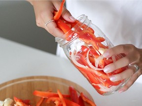 Pickled peppers and onions, a fermented recipe from Mason Tops.