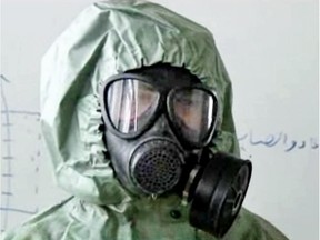 A protective gas mask.