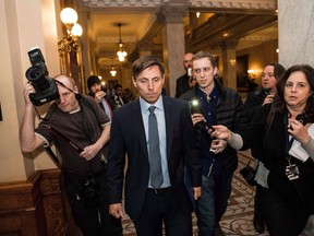 Ontario Progressive Conservative Leader Patrick Brown leaves Queen's Park after a press conference in Toronto on Wednesday, January 24, 2018. Former Ontario Progressive Conservative leader Patrick Brown says he is suing CTV News over its reporting of what he alleges are false accusations of sexual misconduct.
