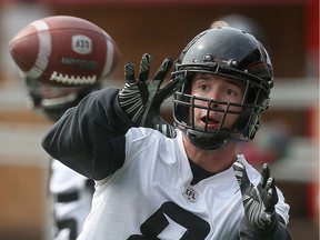 Receiver Jake Harty catches a pass during a Redblacks practice at TD Place stadium on Sept 5.   Tony Caldwell/Postmedia
