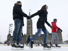 Public skating skating on the new rink on Parliament Hill in Ottawa Thursday Dec 7, 2017.    Tony Caldwell