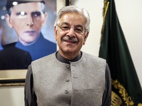 Khawaja Muhammad Asif, Pakistan's foreign affairs minister, stands for a photograph in Islamabad, Pakistan, on Friday, Feb. 2, 2018. Pakistan is pushing for the completion of a fence along its disputed border with Afghanistan -- and it wants the U.S. to help pay for it.