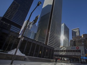 Toronto's financial district near King and Bay streets in December 2017.