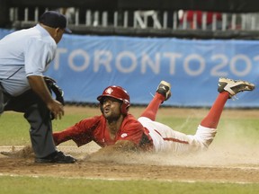 Tyson Gillies, seen playing for Canada in 2015, hit .294 with 11 home runs and 50 RBI in 71 Can-Am League games for Ottawa last season.