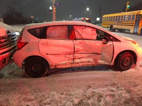 No injuries in this crash between a car and a bus at Innes and Bantreet Tuesday.