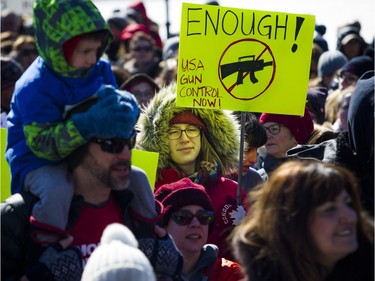 March For Our Lives Ottawa started on Parliament Hill Saturday March 24, 2018, making its way over to Major's Hill Park. People of Ottawa took to the streets joining with others all over North America to demand lives and safety become a priority and to end gun violence and mass shootings in schools.   Ashley Fraser/Postmedia