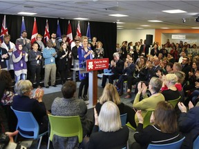 Ontario Premier Kathleen Wynne makes an announcement at CHEO in Ottawa on Thursday, March 15, 2018.   (Patrick Doyle)  ORG XMIT: 0316 cheo wynne 09