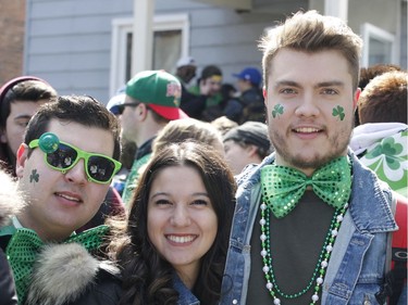 Revellers take part in a St. Patrick's Day party on Russell Avenue in the Sandy Hill Neigbourhood of Ottawa on Saturday, March 17, 2018.