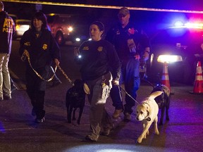 Police dogs and their handlers deploy in Texas.