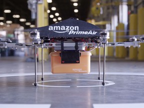 An Amazon mini-drone that would be used to fly small packages to consumers.