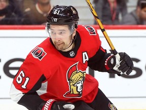 Senators forward Mark Stone has been sidelined by a leg injury, but skated again Saturday, is expected to skate Sunday and could return to the lineup for Sunday's home game against the Winnipeg Jets. Jean Levac/Postmedia