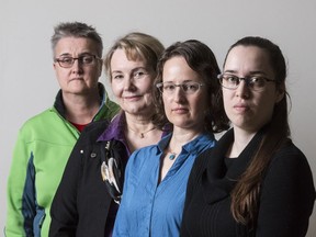Left to right: Meg Milne, Jane Clark, Natalia Rybczynski, and Frances Casey are all members of the Concussion Injury Group, advocating for concussion survivors. The CIG is a branch of the University of Ottawa Brain and Mind Research Institute. March 16,2018. Errol McGihon/Postmedia