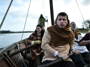 Members of the Magnus Viking association row Saint Patrick to shore as they take part in the re-enactment of Saint Patrick's first landing in Ireland at Inch Abbey on March 11, 2018 in Downpatrick, Northern Ireland. The Irish annals for the fifth century date Patrick's arrival in Ireland in the year 432. The patron saint of Ireland's remains are believed to be buried nearby at Down Cathedral. Saint Patrick's Day is celebrated on the 17th of March.