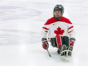 Todd Nicholson a five-time Paralympian in sledge hockey and is Team Canada's Chef de Mission for the 2018 Paralympic Winter Games in PyeongChang, South Korea on the ice at Jim Durrell Recreation Centre.
