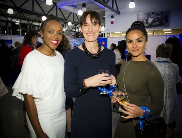 From left, honourary chair Solange Tuyishime, president and CEO of Elevate International, Dr. Nathalie Beauchamp, a finalist in the BYA’s Professional category, and Parmees Yazdanyar.