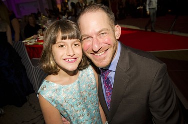 Nine-year-old Isabella Schwartz and her dad Stu Schwartz, Majic 100 host and Ottawa Senators PA announcer.