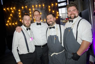 From left, Cory Contini, Paul Saucier, Zachary Resnick and Colton Poirier from Zoe's. Contini crafted the cocktail that came second in the public's choice category.