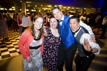 From left, Jordan King, a teacher with Dance With Alana, Alana Hock, owner of Dance With Alana, band member Scott Poll and event organizer Peter Liu.