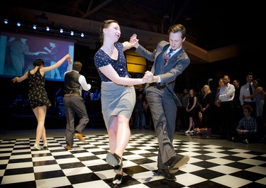 Laura Smith and Travis Matte, co-owners of Side Street Swing, showed off their moves on the dance floor.