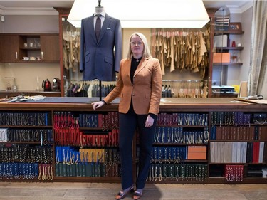 To mark the occasion of International Women's Day on March 8, 2018 AFP presents a series of 45 photos depicting women performing roles or working in professions more traditionally held by men.  More images can be found in www.afpforum.com  Search SLUG  "WOMEN-DAY -PACKAGE".  Master tailor Kathryn Sargent poses for a portrait in her shop in central London on February 23, 2018.  In the ring, battling flames or lifting off into space, women have entered professions generally considered as men's jobs. For International Women's Day, AFP met with women breaking down the barriers of gender-bias in the work world.