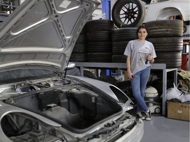 To mark the occasion of International Women's Day on March 8, 2018 AFP presents a series of 45 photos depicting women performing roles or working in professions more traditionally held by men. More images can be found in www.afpforum.com Search SLUG "WOMEN-DAY -PACKAGE". Lebanese mechanic Rana el-Hayek, 22, poses in a car repair garage where she works in Qannabat Brummana, northeast of Beirut, on March 3, 2018. In the ring, battling flames or lifting off into space, women have entered professions generally considered as men's jobs. For International Women's Day, AFP met with women breaking down the barriers of gender-bias in the work world.