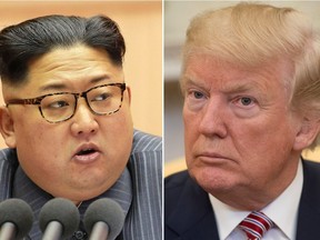 North Korean leader Kim Jong-Un and US President Donald Trump .